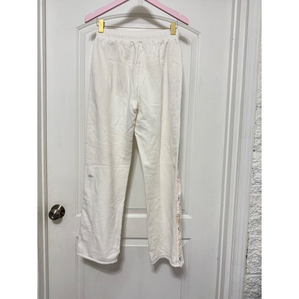 Alo Yoga Courtside Tearaway Snap Pants White Ivory S/M - Picture 2 of 4